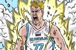 FIBA官方晒东契奇变身超级赛亚人的漫画：想象一下醒来要防东契奇